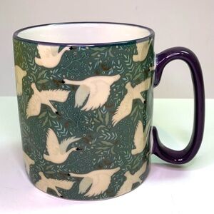 Strawberry Street Elegant Green and Cream Bird Pattern Mug